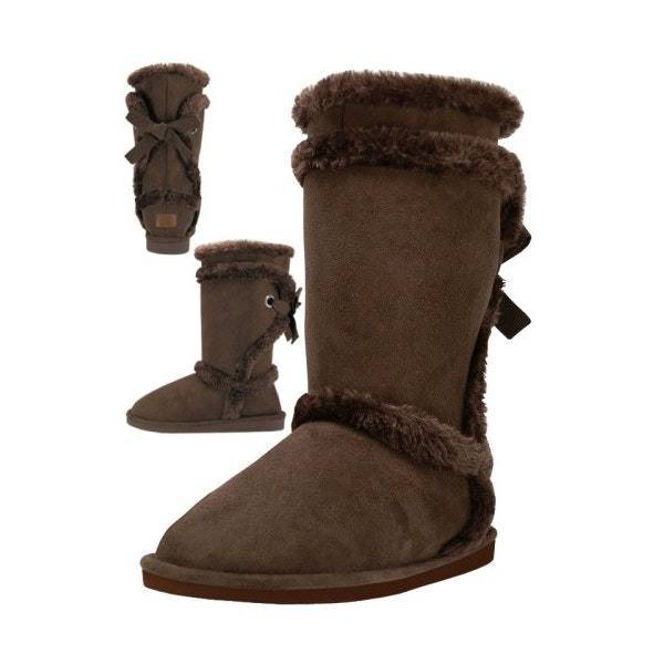 Women's Brown 11" Shaft Micro Fiber/Faux Fur Boots Case Pack 18 - Deals Kiosk