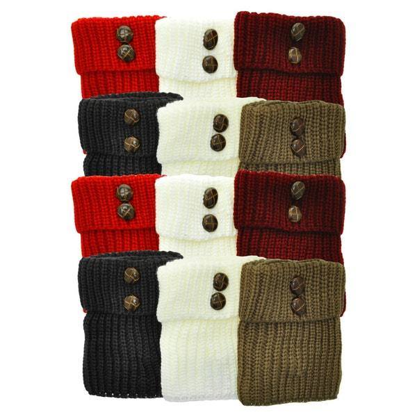 Angelina Knitted Boot Toppers with Textured Buttons - One Size Fits Most Case Pack 48 - Deals Kiosk