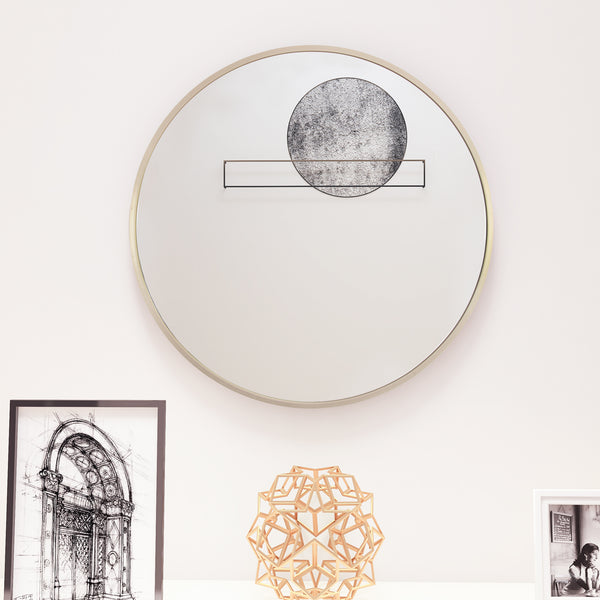 Matte Gold Wall Mirror 24 inches; Round Mirror Metal Framed Mirror Circle Wall Mounted Mirror, Circular Mirror for Bathroom Wall Decor Living Room - Deals Kiosk