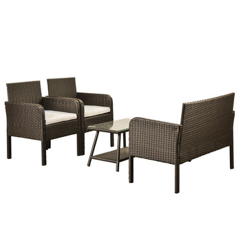 U_Style 4 Piece Rattan Sofa Seating Group with Cushions, Outdoor Ratten sofa AL - Deals Kiosk