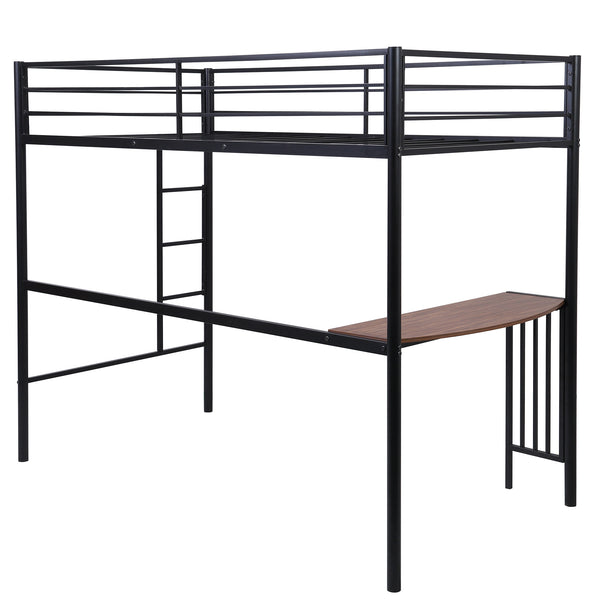 Twin Metal Bunk Bed with Desk, Ladder and Guardrails, Loft Bed for Kids, Toddlers, Boys and Girls Bedroom, Black - Deals Kiosk