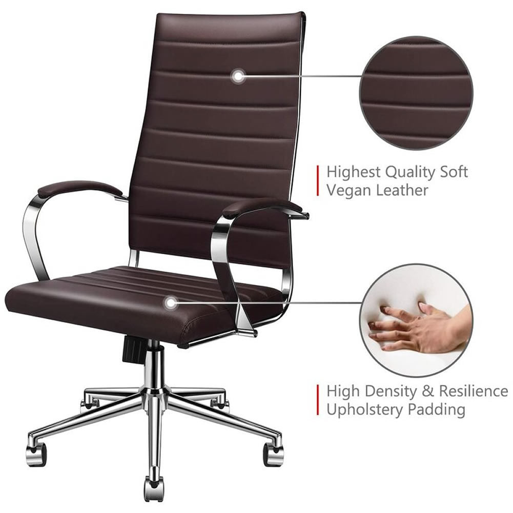 High Back Office Chair with Armrest Ergonomic Desk Chair for Extra Back & Lumbar Support Black Adjustable Swivel Chair in Durable Vegan Leather - Deals Kiosk