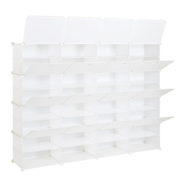 8-Tier Portable 64 Pair Shoe Rack Organizer 32 Grids Tower Shelf Storage Cabinet Stand Expandable for Heels, Boots, Slippers, White RT - Deals Kiosk