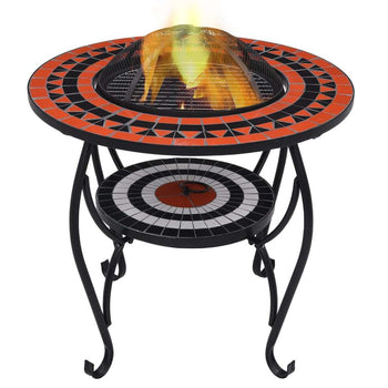 Mosaic Fire Pit Table Terracotta and White 26.8