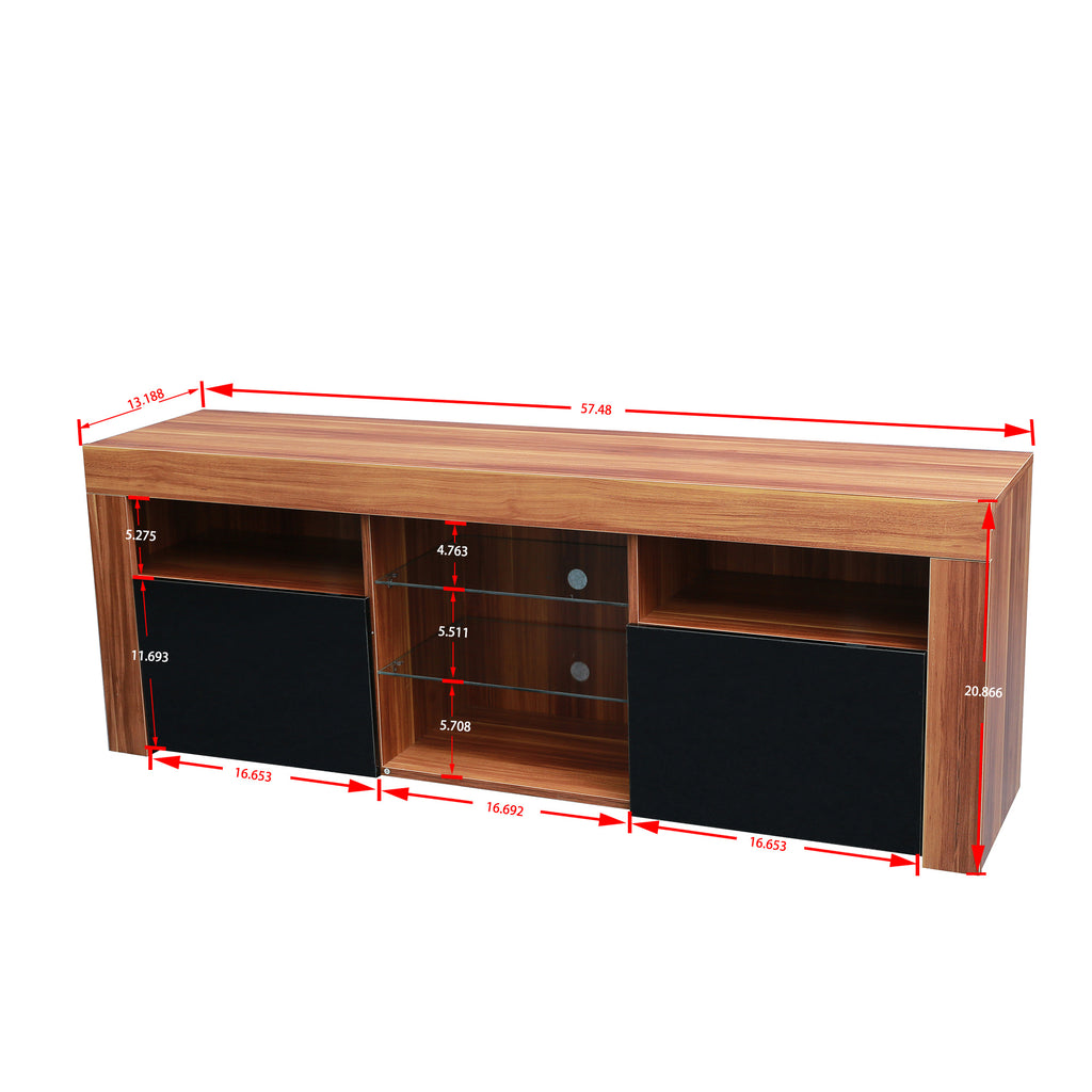 145 Modern 57 inches TV Stand Matte Body High Gloss Fronts with 16 Color LEDs - Deals Kiosk