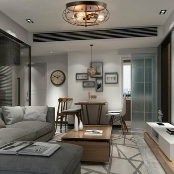 Semi Flush Mount Ceiling Light with Industrial Retro Design - Deals Kiosk