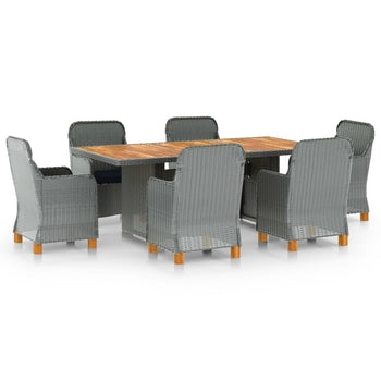 7 Piece Outdoor Dining Set with Cushions Poly Rattan Light Gray - Deals Kiosk