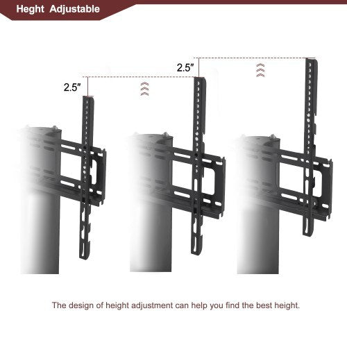 Black Multi-function TV Stand Height Adjustable Bracket Swivel 3-Tier - Deals Kiosk
