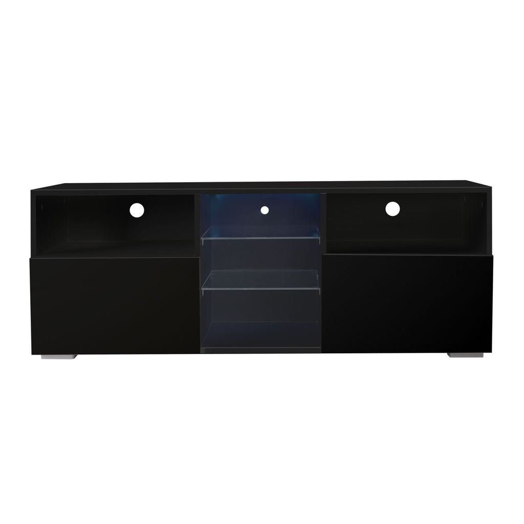 Free shipping Modern Minimalist TV Cabinet Living Room with 20 colors LED Lights,TV Stand Entertainment Center (BLACK Modern High-Gloss LED TV Cabinet, Simpleness Creative Furniture TV Cabinet YJ - Deals Kiosk