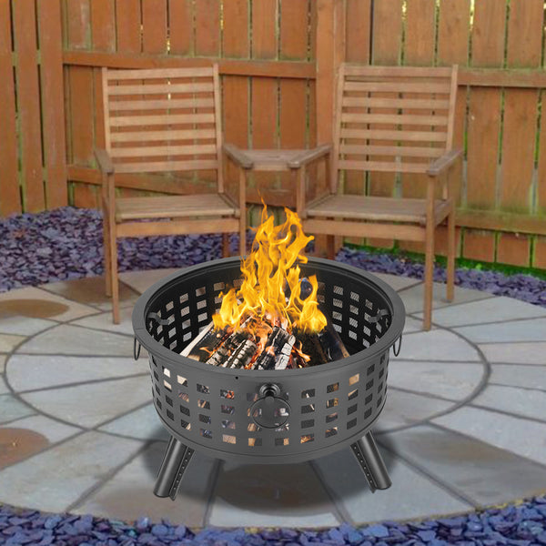 26" Round Metal Lattice Fire Pit Fire Bowl Outdoor BBQ Burn Grill Patio Brazier - Deals Kiosk