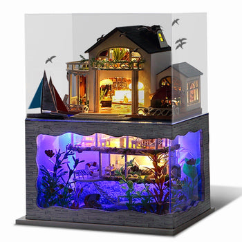 DIY Miniature Dollhouse Kit Impression Hawaii with Furniture Dust Proof Wooden Dollhouse Gift - Deals Kiosk