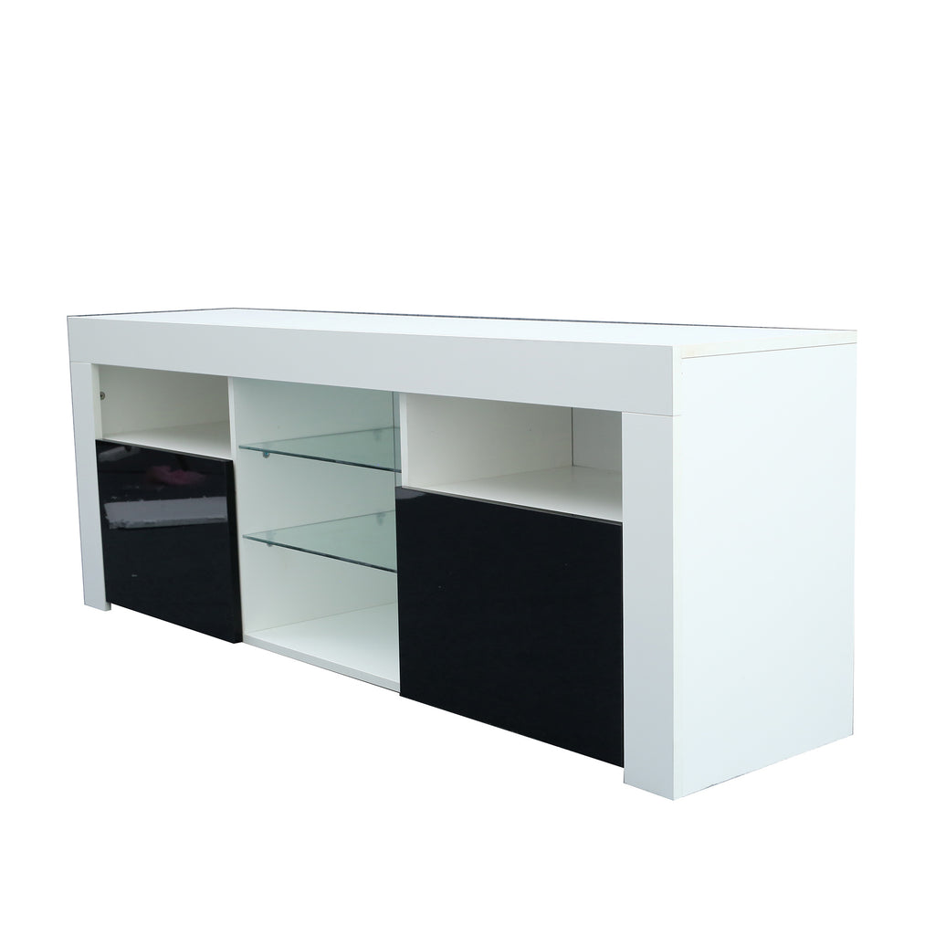 145 Modern 57 inches TV Stand Matte Body High Gloss Fronts with 16 Color LEDs - Deals Kiosk