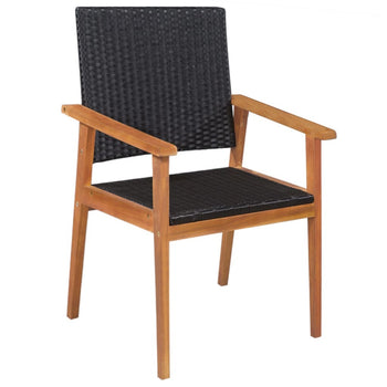 5 Piece Outdoor Dining Set Poly Rattan Black and Brown - Deals Kiosk