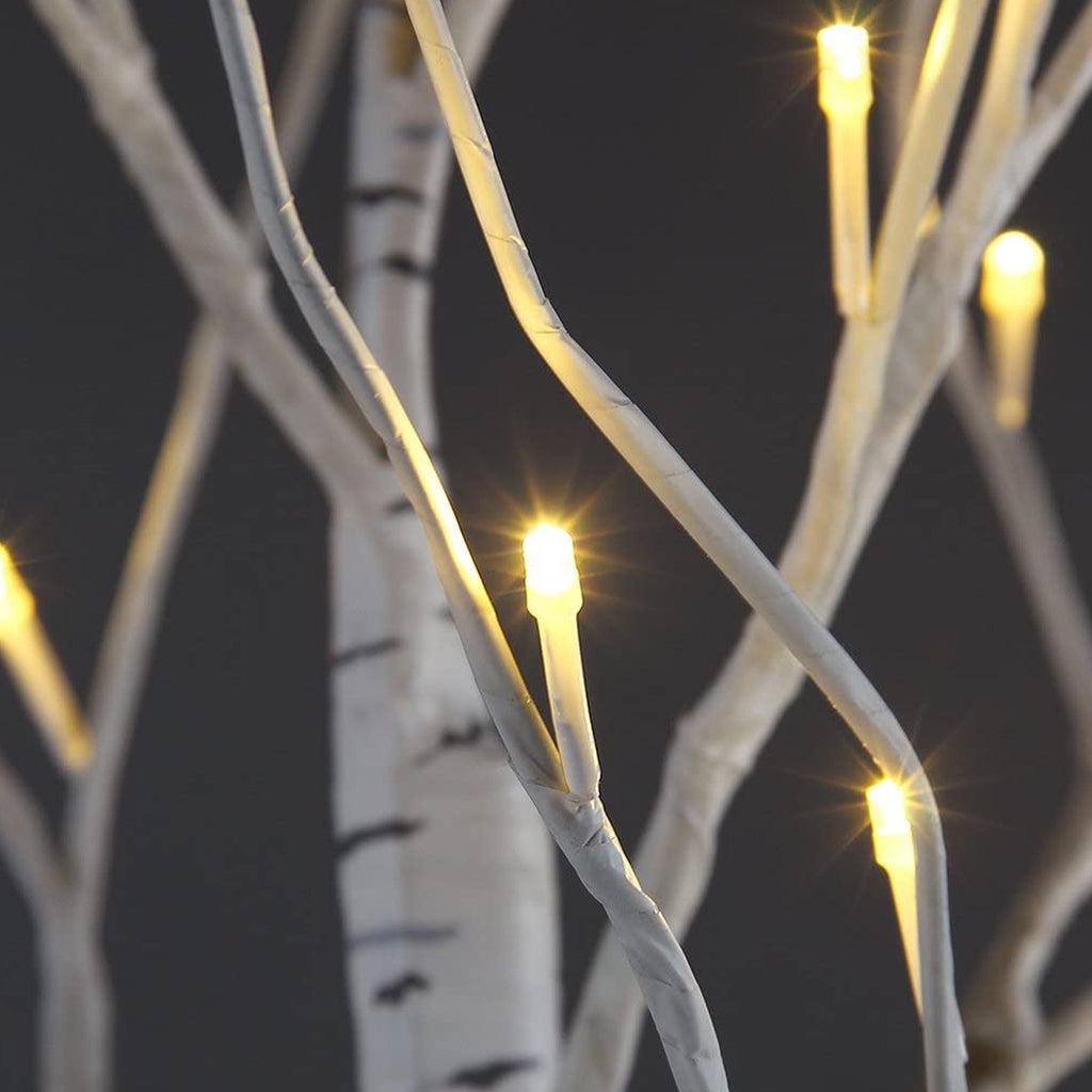 4 Feet Birch Tree, 48 LED Lights, Warm White, for Home, Festival, Party, and Christmas Decoration, Indoor and Outdoor Use YJ - Deals Kiosk