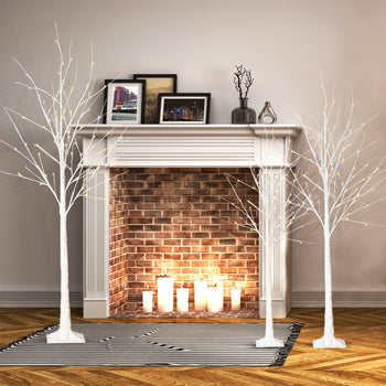 4 Feet Birch Tree, 48 LED Lights, Warm White, for Home, Festival, Party, and Christmas Decoration, Indoor and Outdoor Use YJ - Deals Kiosk