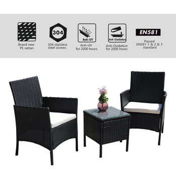 [Only For Pick Up] 3 Piece Rattan Seating set with Cushions - Deals Kiosk