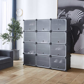 Portable Shoe Storage Organizer 4 Tier 24 Cube Shoe Rack Plastic Shoe Cabinet for Space Saving RT - Deals Kiosk