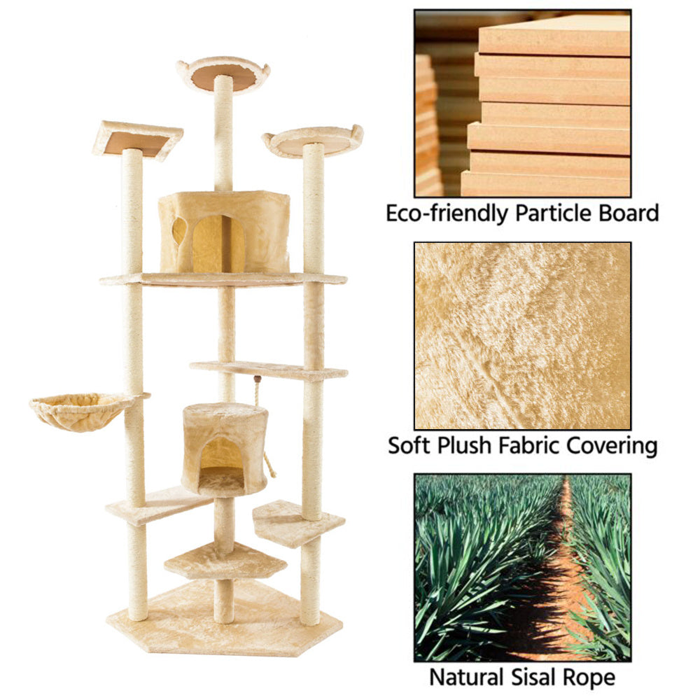 80" Solid Cute Sisal Rope Plush Cat Climb Tree Cat Tower - Deals Kiosk