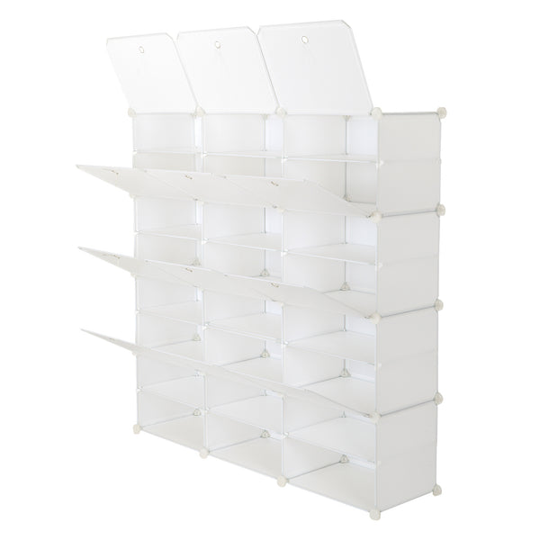 8-Tier Portable 48 Pair Shoe Rack Organizer 24 Grids Tower Shelf Storage Cabinet Stand Expandable for Heels, Boots, Slippers, White RT - Deals Kiosk