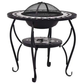 Mosaic Fire Pit Table Black and White 26.8