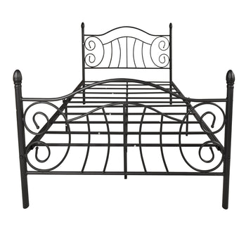 Victorian Vintage Style Full Size Bed Frame Metal Platform Mattress Foundation with Headboard Footboard XH - Deals Kiosk