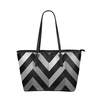 Black And Gray Herringbone Style Leather Tote Bag - Deals Kiosk