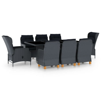 9 Piece Outdoor Dining Set with Cushions Poly Rattan Dark Gray - Deals Kiosk