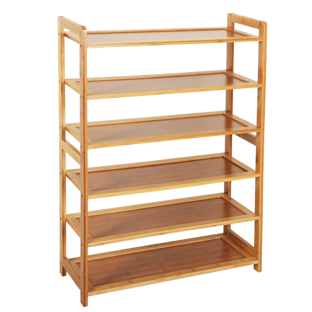 High Quality 6 Tier Wood Bamboo Shelf Entryway Storage Shoe Rack Home Furniture - Deals Kiosk
