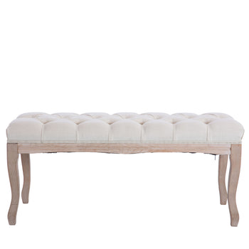 French Style Natural Rubber Wood Bench,Beige - Deals Kiosk