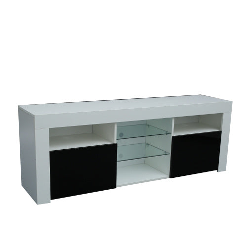 145 Modern 57 inches TV Stand Matte Body High Gloss Fronts with 16 Color LEDs - Deals Kiosk