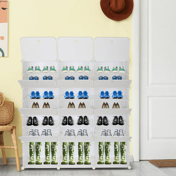 7Tier Portable 42 Pair Shoe Rack Organizer 21 Grids Tower Shelf Storage Cabinet Stand Expandable for Heels, Boots, Slippers, White RT - Deals Kiosk