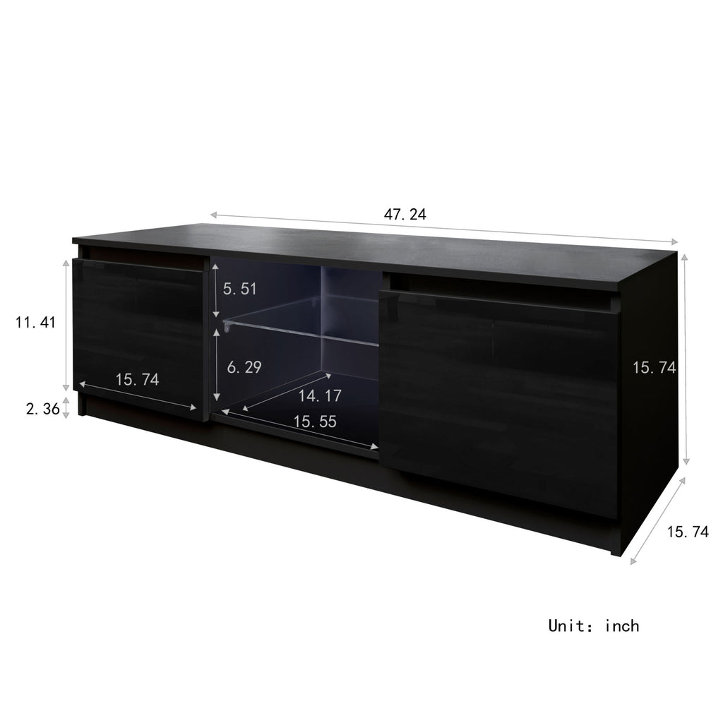 TV Cabinet Wholesale, Black TV Stand with Lights, Modern LED TV Cabinet with Storage Drawers, Living Room Entertainment Center Media Console Table AL - Deals Kiosk