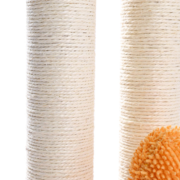 Cat Scratching Post Cactus Cat Scratcher Featuring with 3 Scratching Poles and Interactive Dangling Ball Orange XH - Deals Kiosk