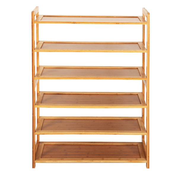 High Quality 6 Tier Wood Bamboo Shelf Entryway Storage Shoe Rack Home Furniture - Deals Kiosk