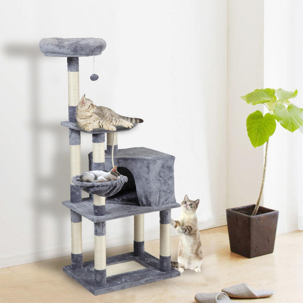 Cat tree-light gray with pentagonal cat litter, Activity Tree - Deals Kiosk