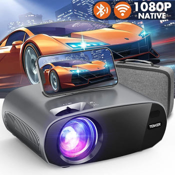 TENKER WiFi Bluetooth Projector, 9500L Native 1080P Projector, Full HD Outdoor Movie Projector Support Zoom/Sleep Timer, 300