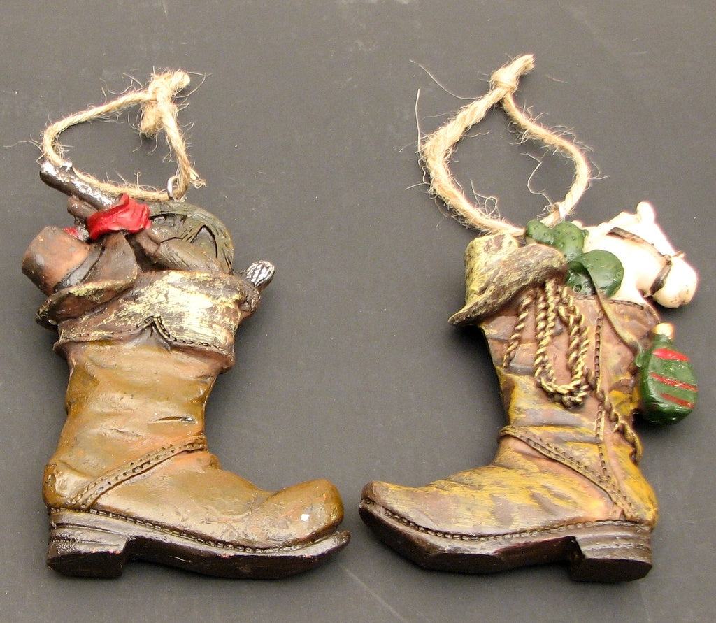 Resin Cowboy Boot Ornaments Set/2 - Deals Kiosk