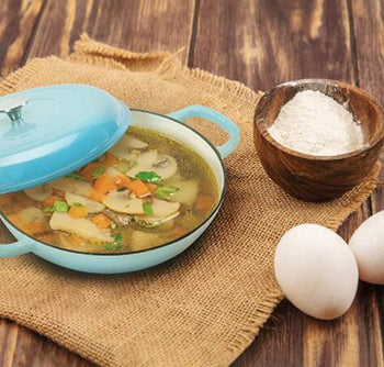 COOKWIN Cast Iron Casserole Braiser, 3.8 Quart,Heavy Duty Casserole Skillet with Lid and Dual Handles, Porcelain Enameled Surface Cookware Pot - Deals Kiosk