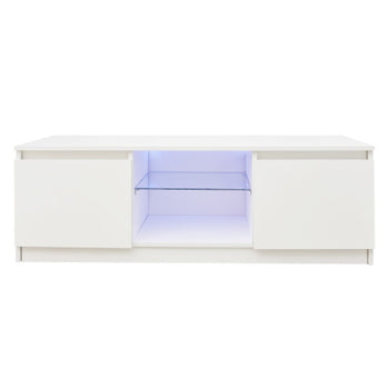 TV Cabinet Wholesale, White TV Stand with Lights, Modern LED TV Cabinet with Storage Drawers, Living Room Entertainment Center Media Console Table - Deals Kiosk