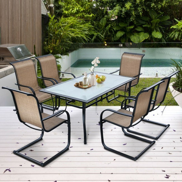 6 Pieces Patio Dining Chairs with Armrests and Neck Support - Deals Kiosk