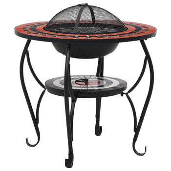 Mosaic Fire Pit Table Terracotta and White 26.8