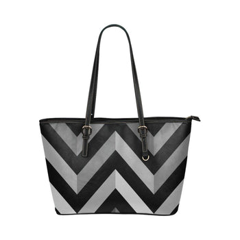 Gray And Black Herringbone Style Leather Tote Bag - Deals Kiosk