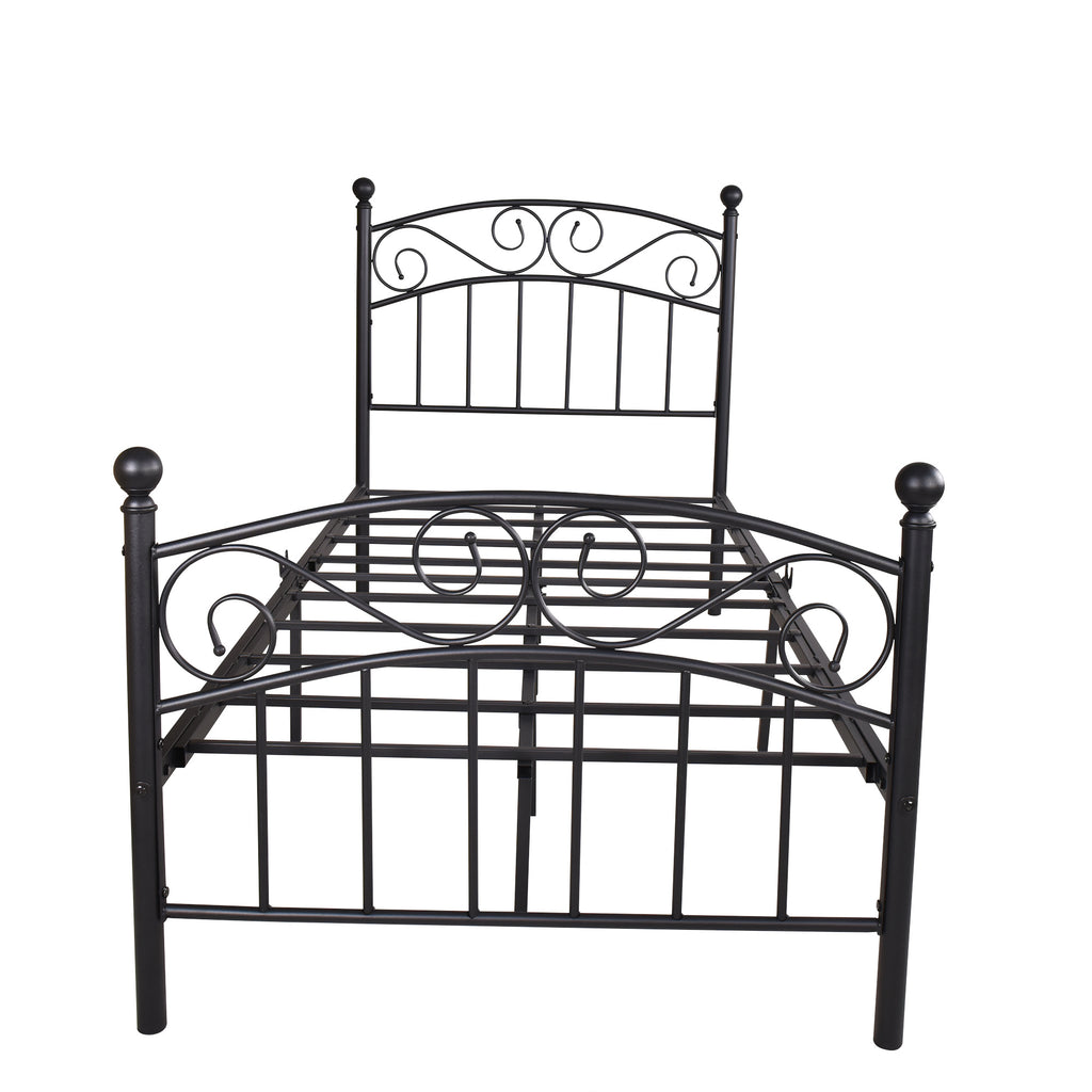 Metal Bed Frame Platform Twin Size with headboard and storage XH - Deals Kiosk
