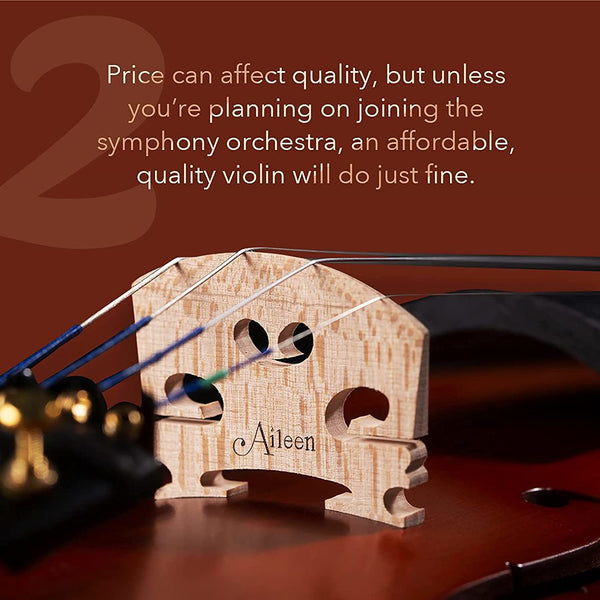 Aileen PREMIUM BEGINNER Series Violin Outfit - 4/4 Full Size Solid Wood Ebony Fitted for Kids Students, Teachers Approved - Deals Kiosk