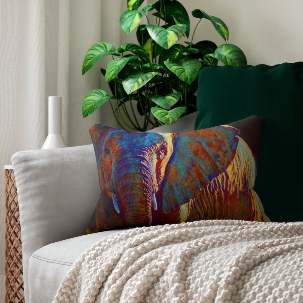 Accent Pillows, Colorful Elephant Print Lumbar Pillow - Deals Kiosk