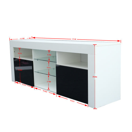 145 Modern 57 inches TV Stand Matte Body High Gloss Fronts with 16 Color LEDs - Deals Kiosk