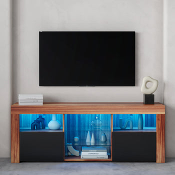 145 Modern 57 inches TV Stand Matte Body High Gloss Fronts with 16 Color LEDs - Deals Kiosk