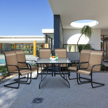 6 Pieces Patio Dining Chairs with Armrests and Neck Support - Deals Kiosk
