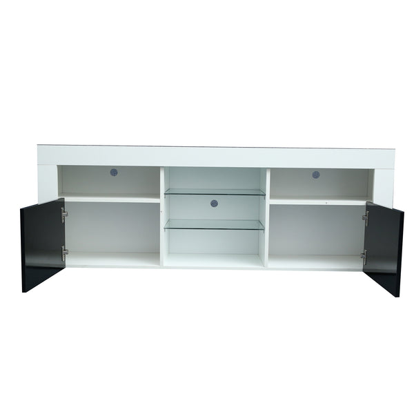 145 Modern 57 inches TV Stand Matte Body High Gloss Fronts with 16 Color LEDs - Deals Kiosk