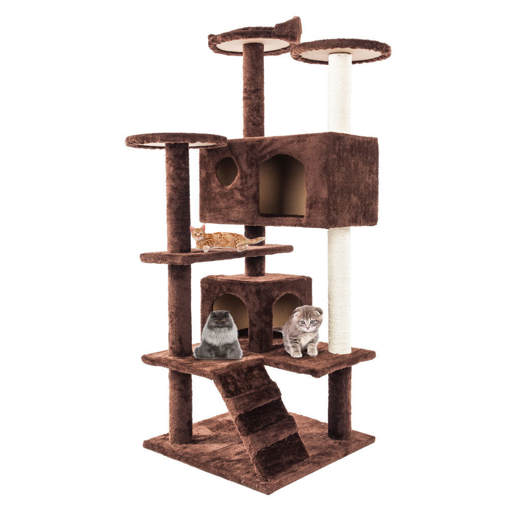 52" Solid Cute Sisal Rope Plush Cat Climb Tree Cat Tower - Deals Kiosk